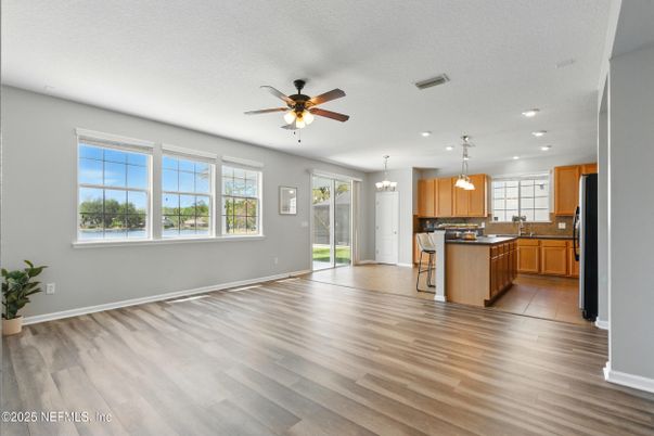 Chandelier, Interior, Kitchen, Pendant Lights, Recessed Lighting, Wood Texture Flooring
