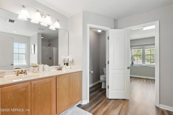 Bathroom, Dual Sink Vanities, Interior, Wood Texture Flooring