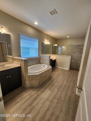 Bathroom, Interior, Recessed Lighting, Wood Texture Flooring