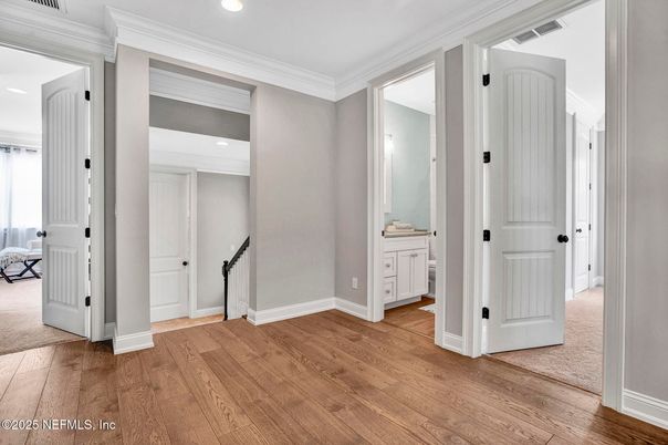 Bathroom, Interior, Recessed Lighting, Wood Texture Flooring