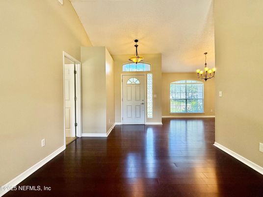 Chandelier, Empty room, Interior, Pendant Lights, Wood Texture Flooring