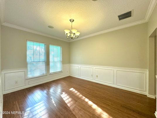 Chandelier, Empty room, Interior, Wood Texture Flooring