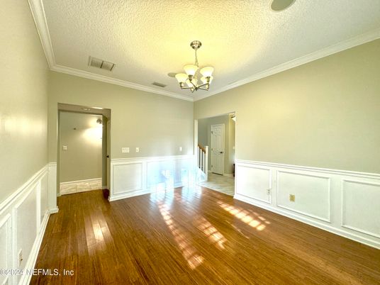 Chandelier, Empty room, Interior, Wood Texture Flooring