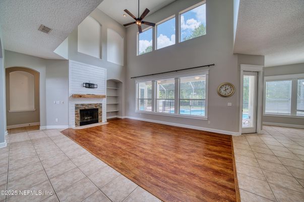 Fireplace, Interior, Wood Texture Flooring