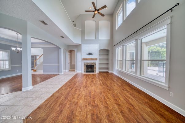 Chandelier, Fireplace, Interior, Wood Texture Flooring