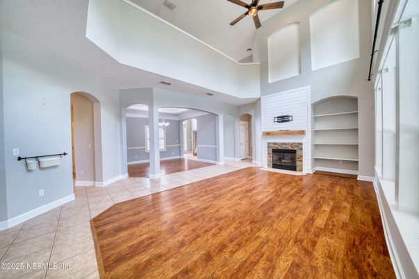 Empty room, Fireplace, Interior, Wood Texture Flooring