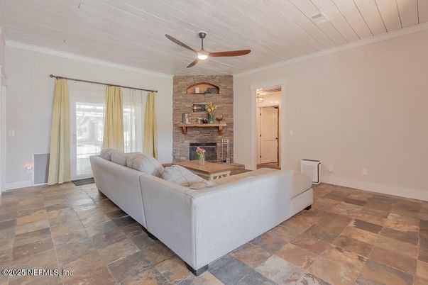 Fireplace, Interior, Living room, Stone Walls