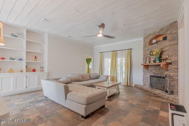 Fireplace, Interior, Living room, Stone Walls