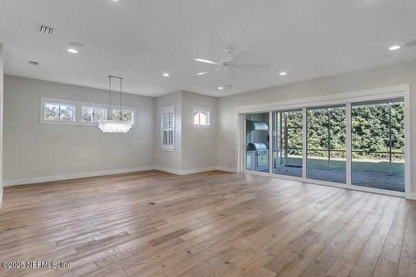 Empty room, Interior, Recessed Lighting, Wood Texture Flooring