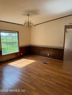 Chandelier, Empty room, Interior, Wood Texture Flooring