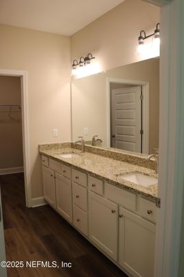 Bathroom, Dual Sink Vanities, Interior, Wood Texture Flooring
