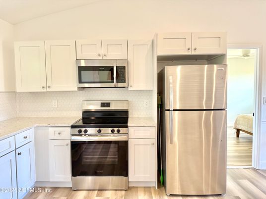 Interior, Kitchen, Stainless Steel Appliances, Wood Texture Flooring