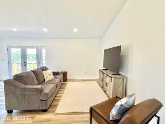 Interior, Living room, Recessed Lighting, Wood Texture Flooring