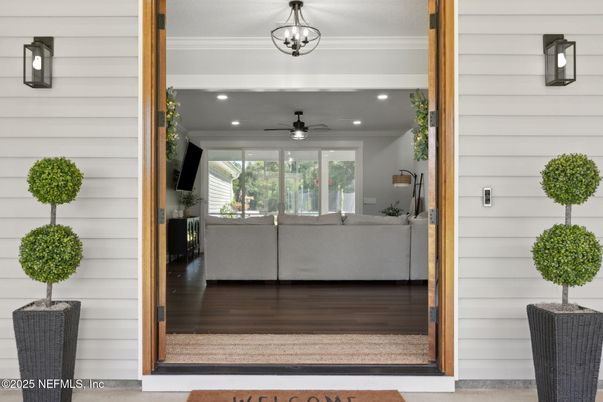 Exterior, Recessed Lighting, Wood Texture Flooring