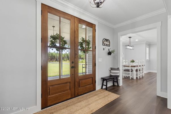 Dining room, Interior, Pendant Lights, Recessed Lighting, Wood Texture Flooring
