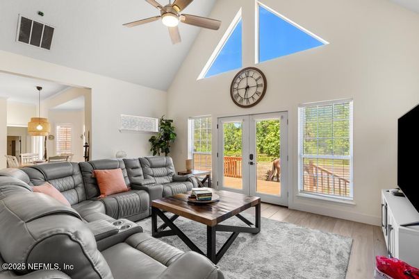 Interior, Living room, Pendant Lights, Wood Texture Flooring