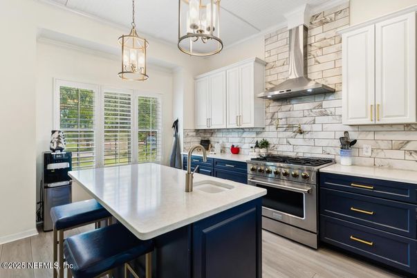Interior, Kitchen, Pendant Lights, Stainless Steel Appliances, Wood Texture Flooring