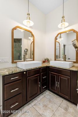 Bathroom, Dual Sink Vanities, Interior, Pendant Lights