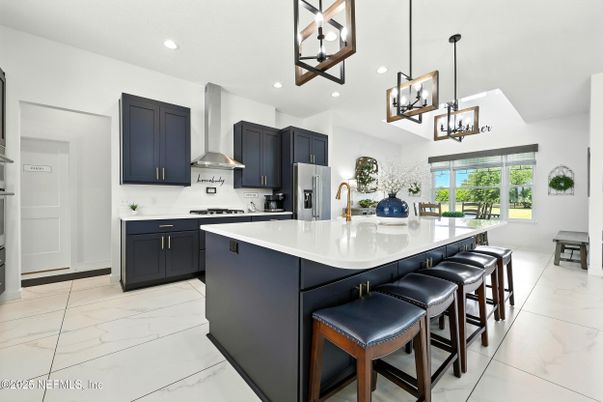 Interior, Kitchen, Marble, Pendant Lights, Recessed Lighting, Stainless Steel Appliances