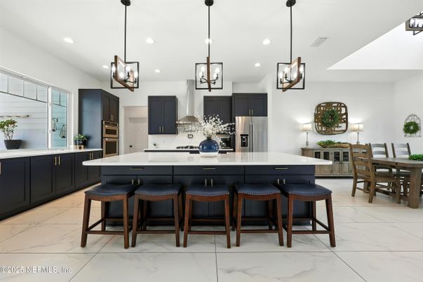 Interior, Kitchen, Marble, Pendant Lights, Recessed Lighting, Stainless Steel Appliances