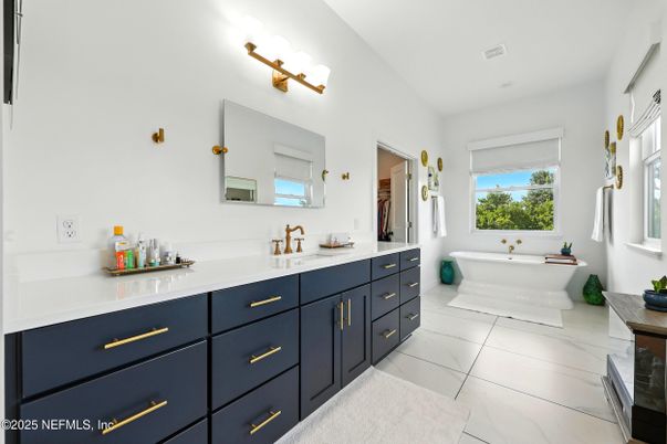 Bathroom, Dual Sink Vanities, Free Standing Baths, Interior, Marble