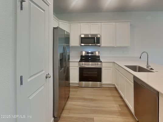 Interior, Kitchen, Stainless Steel Appliances, Wood Texture Flooring