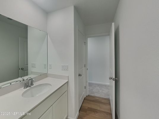 Bathroom, Dual Sink Vanities, Interior, Wood Texture Flooring