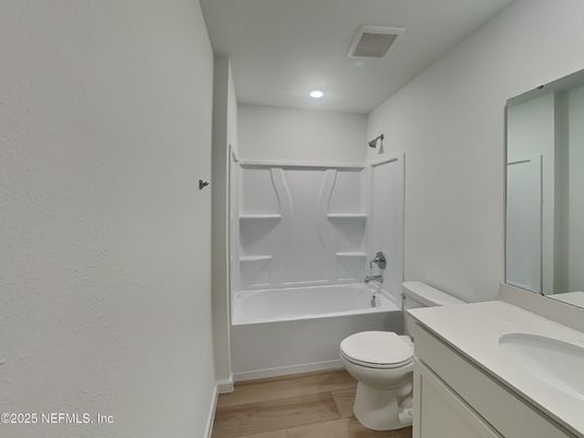 Bathroom, Interior, Recessed Lighting, Wood Texture Flooring