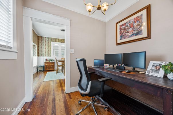 Chandelier, Home Office, Interior, Wood Texture Flooring