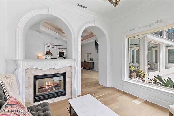 Fireplace, Interior, Wood Texture Flooring