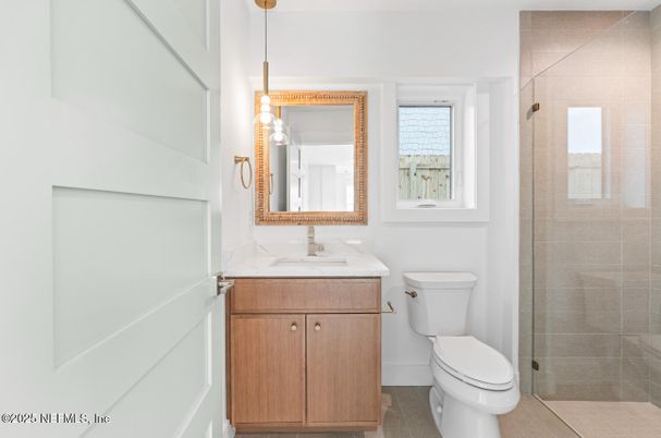 Bathroom, Glass Shower, Interior, Pendant Lights
