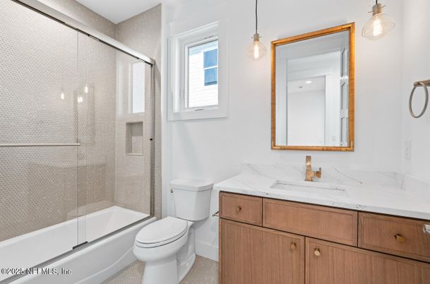 Bathroom, Glass Shower, Interior, Pendant Lights