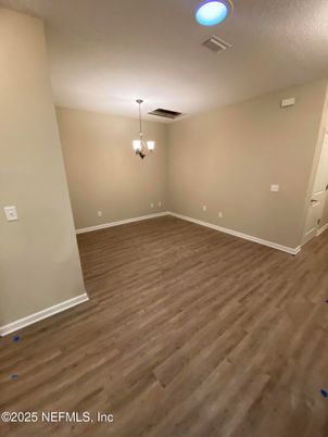 Empty room, Interior, Pendant Lights, Wood Texture Flooring