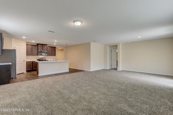 Empty room, Interior, Kitchen, Recessed Lighting, Stainless Steel Appliances