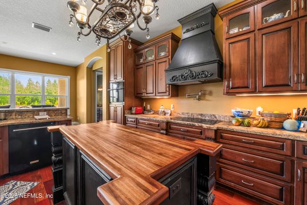 Chandelier, Interior, Kitchen, Recessed Lighting, Wood Texture Flooring