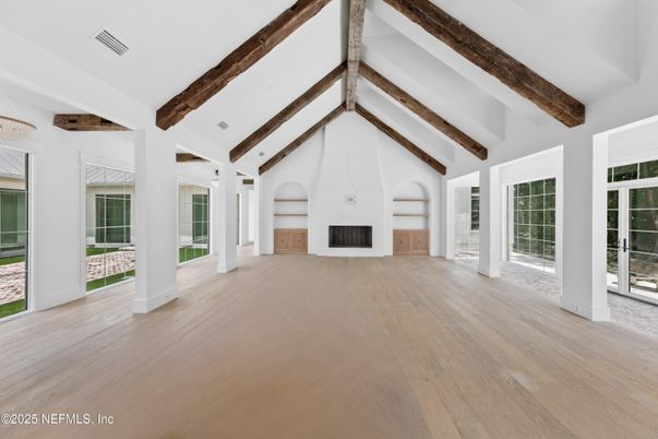 Empty room, Interior, Wooden Beams, Wood Texture Flooring