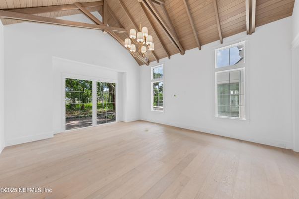 Chandelier, Empty room, Interior, Wooden Beams, Wooden Ceilings, Wood Texture Flooring