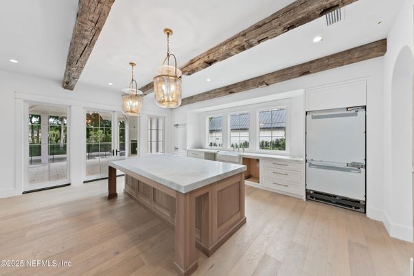 Interior, Kitchen, Pendant Lights, Recessed Lighting, Wood Texture Flooring
