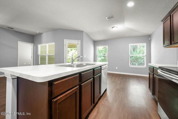 Interior, Kitchen, Recessed Lighting, Wood Texture Flooring