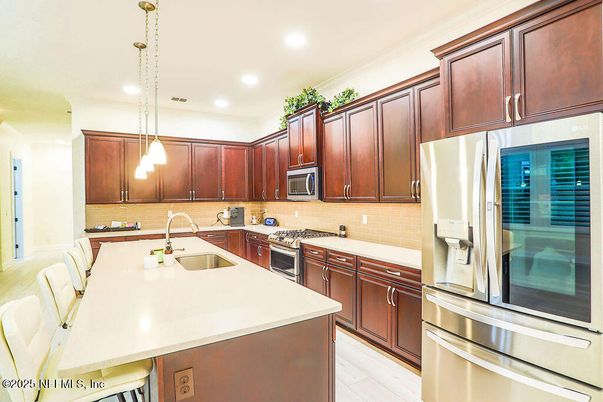 Interior, Kitchen, Pendant Lights, Recessed Lighting, Stainless Steel Appliances