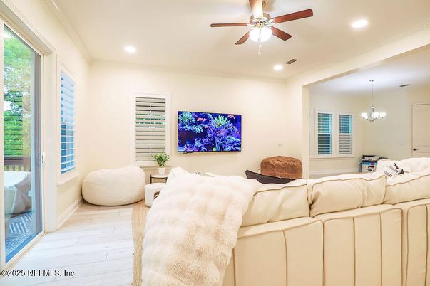 Bedroom, Interior, Pendant Lights, Recessed Lighting, Wood Texture Flooring
