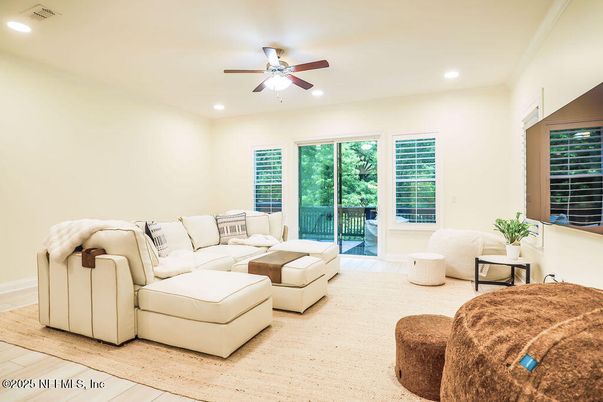 Interior, Living room, Recessed Lighting, Wood Texture Flooring