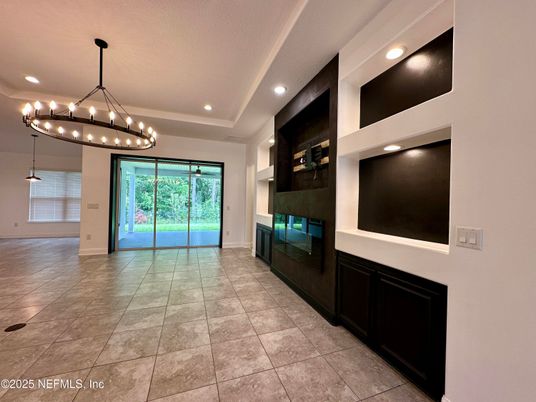 Chandelier, Empty room, Fireplace, Interior, Pendant Lights, Recessed Lighting