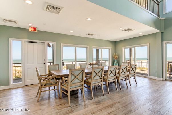 Dining room, Interior, Recessed Lighting, Water, Wood Texture Flooring