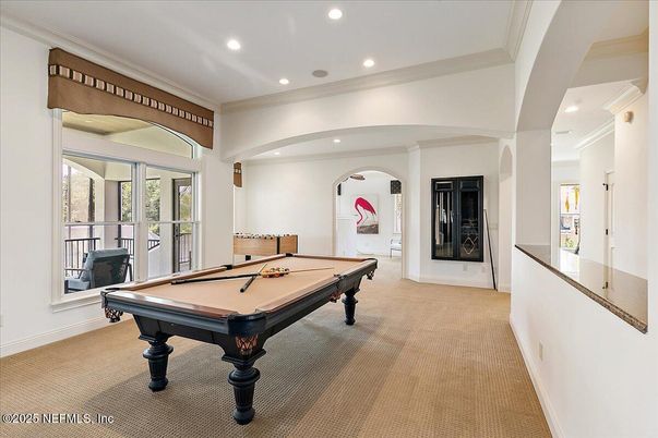 Billiard Table, Game Room, Interior, Recessed Lighting