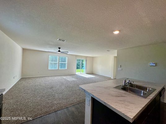 Empty room, Interior, Kitchen, Recessed Lighting, Wood Texture Flooring