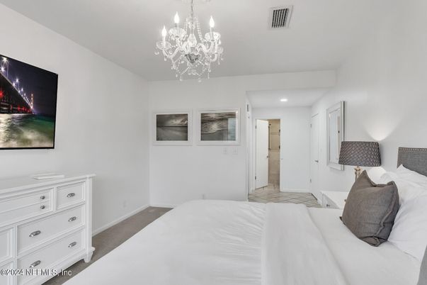 Bedroom, Chandelier, Interior, Recessed Lighting