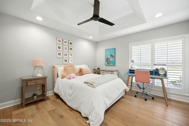 Bedroom, Home Office, Interior, Recessed Lighting, Wood Texture Flooring