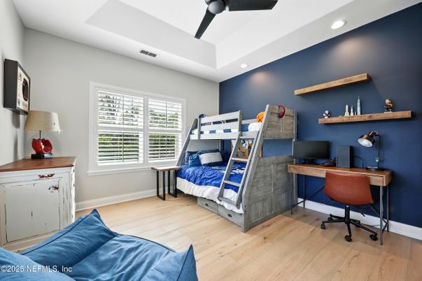Bedroom, Home Office, Interior, Recessed Lighting, Wood Texture Flooring