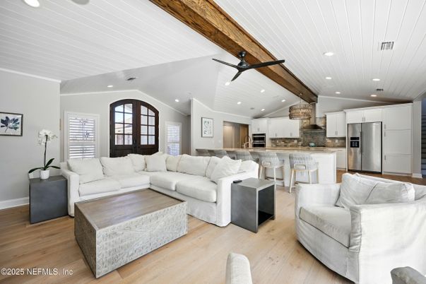 Interior, Kitchen, Living room, Recessed Lighting, Stainless Steel Appliances, Wood Texture Flooring